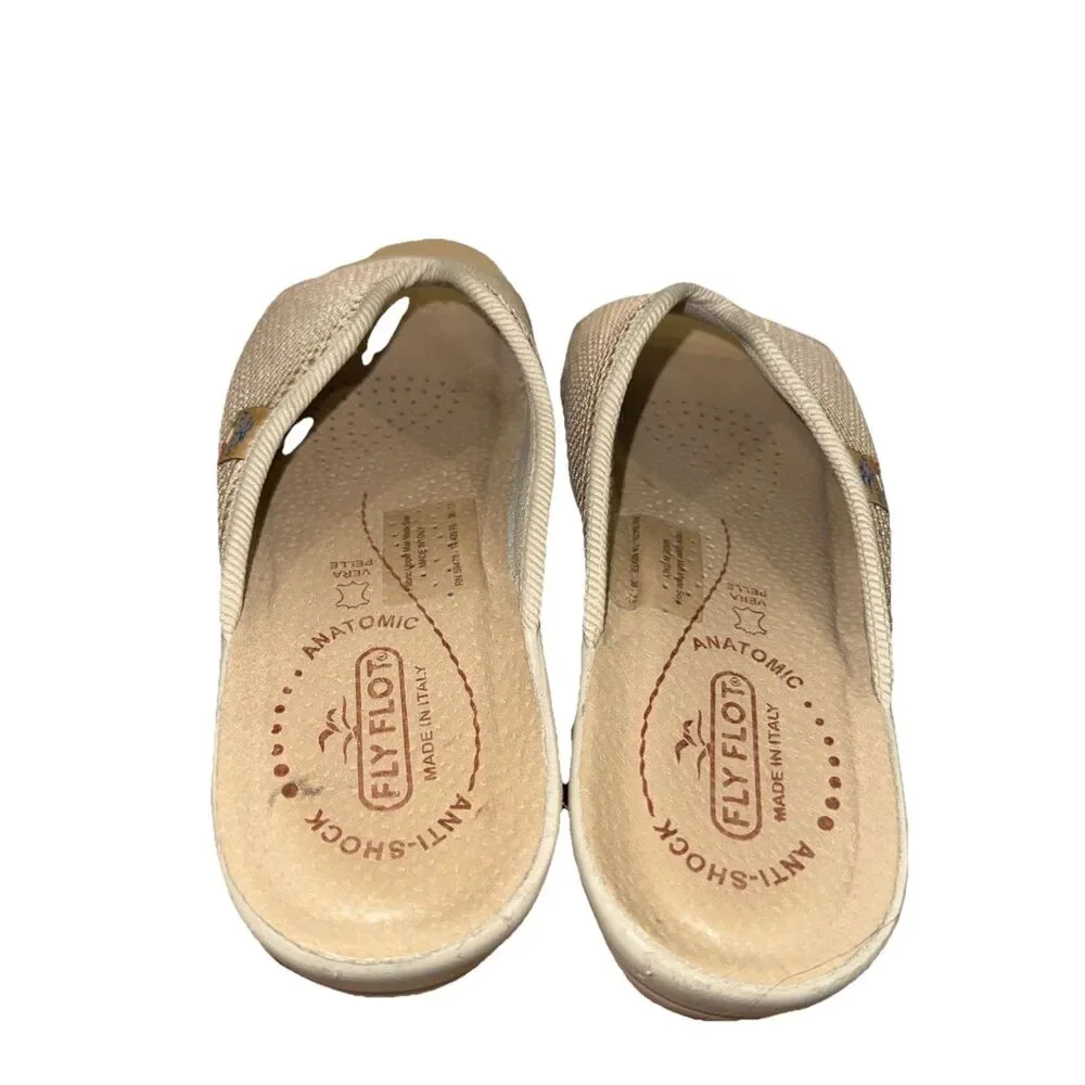 Fly Flot Sandals Womens 7.5 Tan Wedge Slides Slip On Casual Comfort Shoes 38